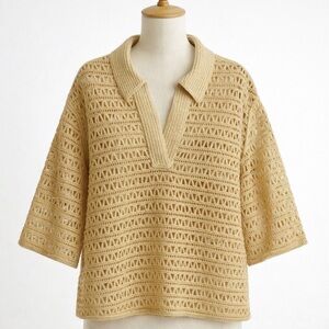 NWT CROCHET-LOOK PULLOVER SHIRT XXL